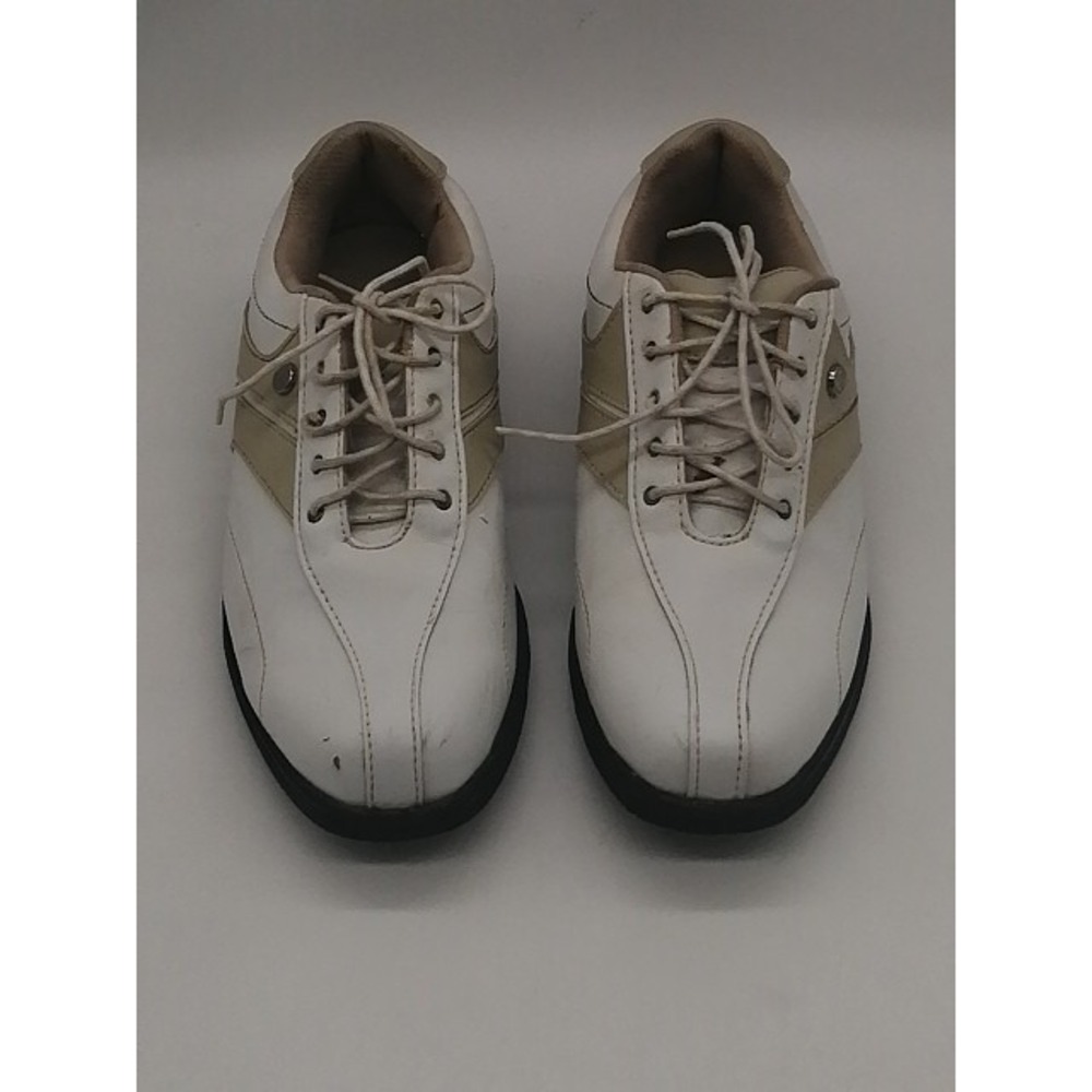 Etonic Golf Shoes Womens White Beige 8 Leather Athletic Spikes EW8808-04